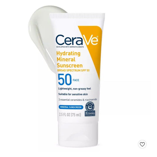 CeraVe Hydrating Mineral Sunscreen SPF 50 Face Lotion